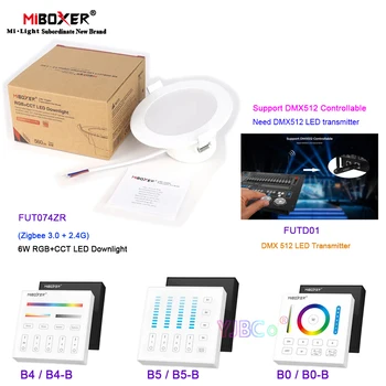 Miboxer FUT074ZR Zigbee 3.0 2.4 G 6W RGB+BMT LED Downlight 1/4 Zonoje Skydelis Nuotolinio valdymo 110V, 220V Pritemdomi DMX512 Šviesa