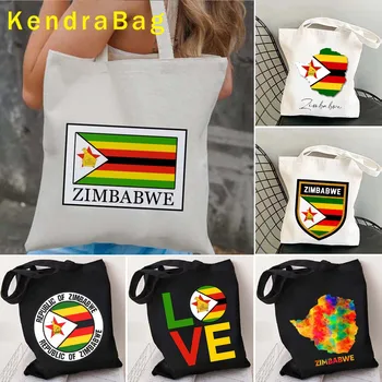 Zimbabvės Vėliava Žemėlapis Valstybės Herbas Dovanų Idėja Zimbabwea Tėvynės Kelionės Dovanos Drobės Pečių Nešti Maišą Shopper Mielas Rankinukas