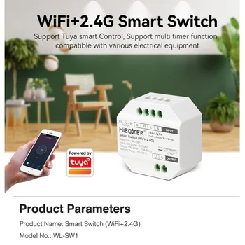 MiBoxer Wifi+2.4 G Smart Switch RF Stumti Dimeris WL-SW1 100-240V App /Balso /Nuotolinio Valdymo pultas