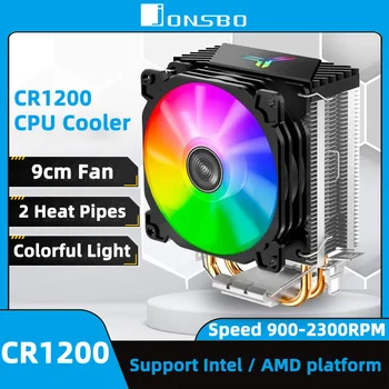 JONSBO CR1200 CPU Aušintuvo 2 Heatpipe Tower Procesorius, Aušintuvas 9cm RGB Spalvinga Šviesos Efektas CPU Aušinimo Ventiliatorius LGA775/115X/AM4/AM3