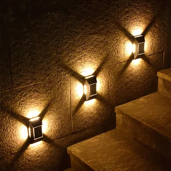 12 LED Saulės Sienos Lempos Lauko Vandeniui Keturių Pusių Žėrintis Šviesos Sodas Laiptai, Aptverta Villa Balkonas Apšvietimo Saulės Šviesos
