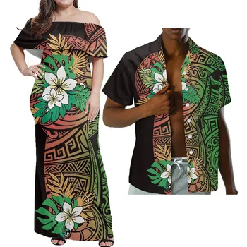 Hycool Hibiscus Spausdinti Porų Atitikimo Drabužius Polinezijos Off-Pečių Bodycon Maxi Suknelės Elegantiškas Vestuvės Suknelės Moterims
