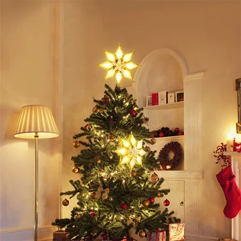 Kalėdų Eglutė Topper Žvaigždė su Led Atostogų Medis Topper Sezoninio Dekoro Žiemą Šalis
