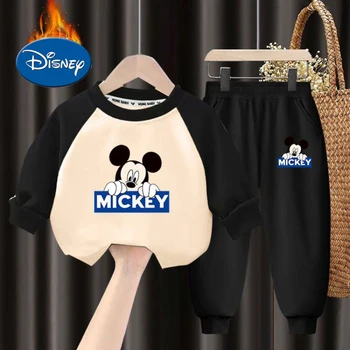 Mickey Mouse Žiemos Sutirštės Vaikų Drabužių Disney Šiltas 2-piece Berniukų, Mergaičių Atsitiktinis Sportiniai, Baby Šiltas Vaikams Drabužių Dovana
