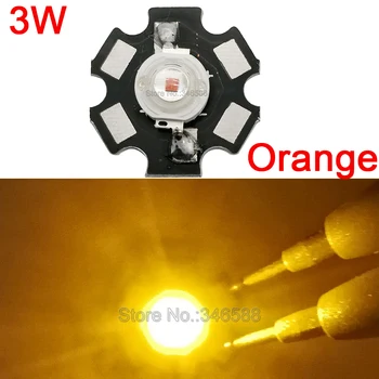 10VNT 3W Orange Didelės Galios LED Apšvietimas Spinduolis Granulių Diodų DC2.0-3.0 V 700mA 90-100LM 600-610NM Epileds 45mil Lustas su 20mm PCB