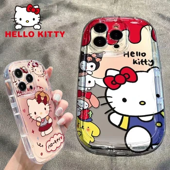 Sanrio Hello Kitty Telefono dėklas skirtas IPhone 14 Pro Plus Max 11 12 13 Xr Xs Animacinių filmų Telefono Korpuso Skaidrus, atsparus smūgiams Atvejais