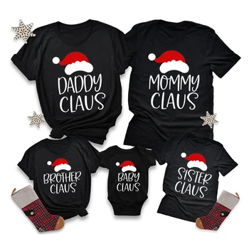Linksmų Kalėdų Senelio Šeimos Marškinėliai Tėtis, Mama ir Mane T-Shirt Baby Boysuit Šeimos Atitikimo Kalėdos Šalis Drabužiai