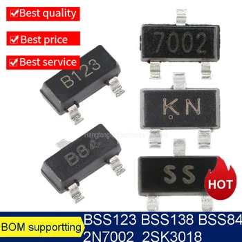 2N7002 2SK3018 BSS123 BSS138 BSS84 SOT23 Marking7002 KN B84 B123 SS SMD Tranzistorius Naujos