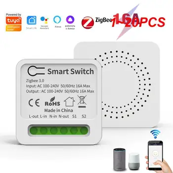 1~20PCS CORUI Zigbee3.0 Smart Switch Tuya 10/16A Mini 2 Būdas Kontroliuoti Smart Pertraukiklis Smart Gyvenimo Kontrolės Paramos Alexa Alice 