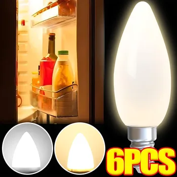 6/1PCS Mini LED Šaldytuvas Lemputes Virtuvės, Miegamojo Namų E12 E14 Įsukite Lemputę Baltas Ekranas Kabineto 220V Šaldytuvo Apšvietimas