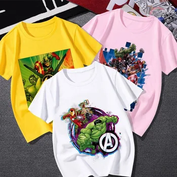 Disney Plius Super Cool Marvel Spiderman Hulk Kūdikių Berniukų Vasaros Drabužių, marškinėlių Mada Lauko Harajuku Animacinių filmų Trumpas Rankovėmis Tee