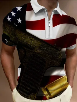 Amerikos Nepriklausomybės Dieną, Viršuje Vyrų Vasaros Atsitiktinis Polo Marškinėliai 2023 Verslo Prabangos Prekės ženklo Mados trumpomis Rankovėmis Polo Marškinėliai Vyrams