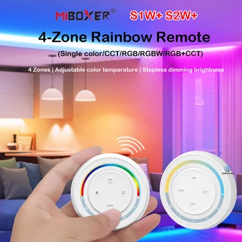 Miboxer 4-Zona Vaivorykštė Turas Nuotolinio valdymo pultelis LED Jungiklis S1W+ Viena Spalva Šviesumas/Spalvos Temperatūra S2W+ RGB/RGBW/RGB+BMT