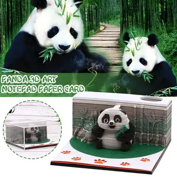 Panda trimatis Pastaba Bloknotai Mielas Pastaba Popieriaus Blokas Pažymi, 3D Lipnūs užrašų knygelėje Vaikams Dovanos Gyvūnų Sticky Notes Lipdukas