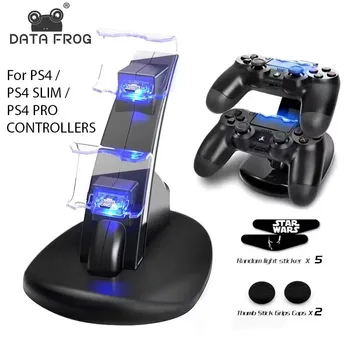 DUOMENŲ VARLĖ Valdytojas Įkroviklio PlayStation 4 LED Dual USB Krovimo Doko Stotis Dualshock 4/PS4 Slim Pro 