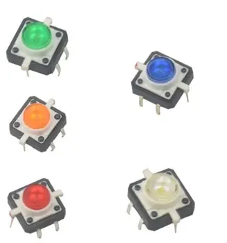 5VNT 12X12X7.3 Lytėjimo Mygtukas Jungiklis Akimirksnį Taktiškumas 5 LED spalva NAUJA