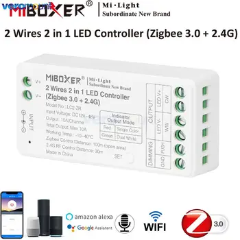 MiBoxer Zigbee 3.0 Vienos Spalvos LED Juostelės Valdytojas 2.4 G Dviguba Balta 2 in 1 Dimeris DC 12V 24V BMT 2 Laidai COB Juostelės Šviesos