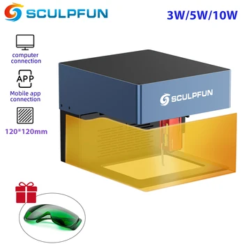 Sculpfun iCube 3W 5W 10W Laser Cutting machine Nešiojamų CNC Lazerio Pjovimo Mašina su Dūmų Filtras Temperatūros 130x130mm Darbo Srityje