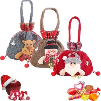 Neaustinis audinys Kalėdų Dovana Lėlės Krepšiai Skalbti Raudona Slapukus Maišelį Draw Laidą Dizaino Daugkartinio naudojimo Santa Sniego Lėlė Saugojimo Krepšys