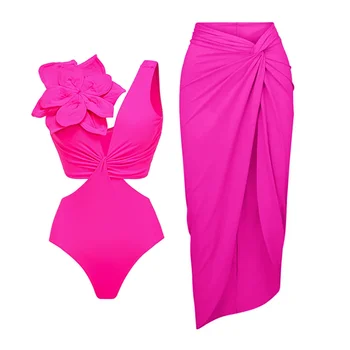 2024 m. Vienos dalies maudymosi kostiumėlis Moterims maudymosi Kostiumėliai Paplūdimio Sijonas V Kaklo Maudymosi Kostiumas Gėlių Paplūdimio Monokini Plaukti Vasarą