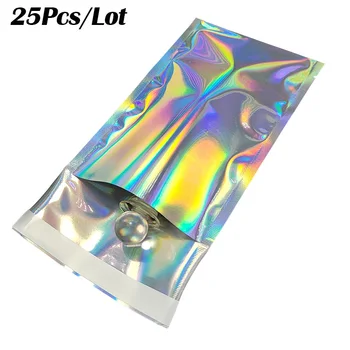 25pcs Kosmetikos Krepšys Holografinis Lazeris Mini Aliuminio Folija Zipper Lock Maišą Sutirštės Ziplock Maišą Sandarų Maišelį Dovanų Pakavimo Maišeliai
