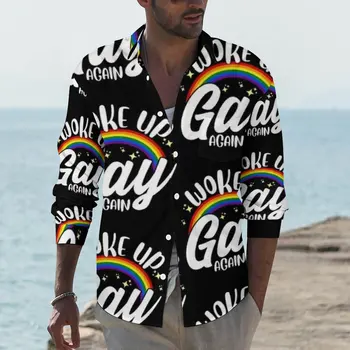 Gėjų Marškinėliai LGBT Citata Atsitiktinis Marškinėliai ilgomis Rankovėmis Grafinis Gatvės Palaidinės Pavasario Derliaus Negabaritinių Drabužiai