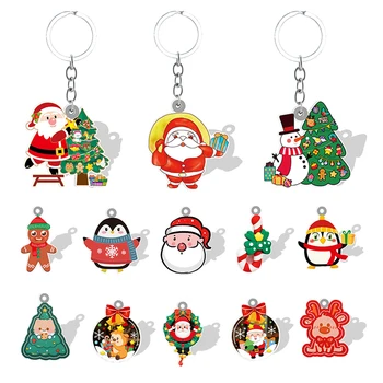 Epoksidinės Bell Keychain Akrilo Kalėdų Senelio Atvaizdas, Karolius, Dervos Meduoliai su imbiero priedais 2D Keyrings Naujųjų Metų Geriausių Dovanų Jewelrys QSD292