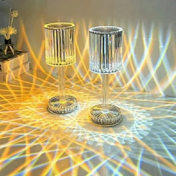 Diamond Naktį LED Šviesos su Jutiklinis Nuotolinio Valdymo pultas, Kristalų, Stalo Lempos, Įkrovimo Naktiniai staleliai, Lempa, Akriliniai Namų Dekoro Įranga