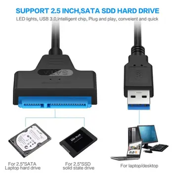 USB 2.0 Prie SATA 22pin Kabelio Adapteris Keitiklis HDD SSD Prijungti Laidą Laidą 2.5 Hard Disk Diskų, Kietojo disko Disko Adapteriai