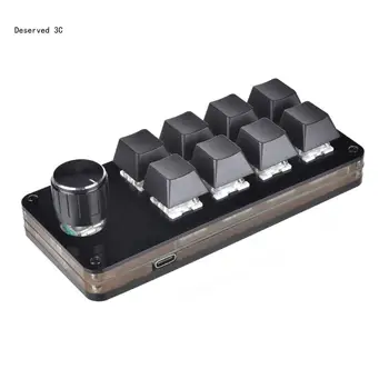 R9CB Makro Klaviatūros Programavimo Klaviatūra 8 Raktas, 1 Rankena, Mechaninė Klaviatūra Mini Mygtuką Padas Hot Swap Žaidimų Klaviatūra 