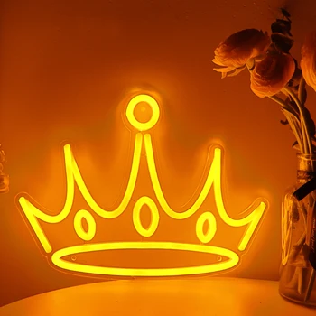 1pc Yellow Crown LED Sienos Meno Neoninis Ženklas, Šviesą Kambaryje Šalis, Baras, Klubas Pub Apdailos Naujųjų Metų Gifts11.57