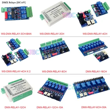12V DC RGB RGBW DMX512 Dekoderis Relės LED Valdiklis 3CH/ 4CH/6CH/8CH/12CH/16CH Kanalų Relės perjungimas XRL RJ45 Už Lempos Šviesa