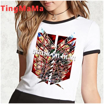 Išpuolis Titan Marškinėliai Moterims Karšto Japonų Anime Jiyuu No Tsubasa Grafinis Tees Kawaii Eren T-shirt Harajuku Unisex Tees 