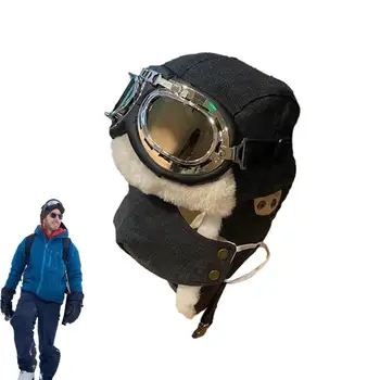 Pilotas Žiemos Skrybėlę Žiemos Pilotas Skrybėlę Ausų Atvartais, Kostiumų Priedai Žiemos Skrybėlę Daugiafunkcinis Pilotas Skrybėlę Ir Akiniai Sportui