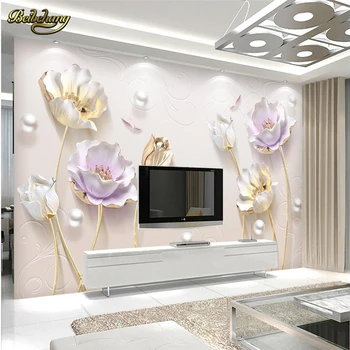 beibehang Pearl tulpės, Foto tapetai, sienų ir 3 d papel de parede 3D Freskos Meno Kūrybos Kambarį Viešbutyje Studijų Sienos Popieriaus