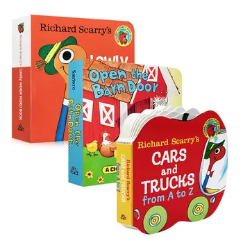 Milu Originalo anglų 3Pcs Valdybos Knyga Richard Scarry 's Automobiliams Ir Sunkvežimiams Nuo A Iki Z/Atidaryti Svirno Duris/Žemųjų Širdys Žodį