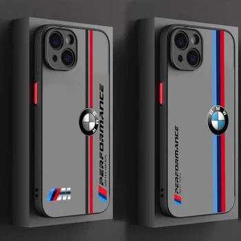 INS BMW-BM Automobilių Sporto Kietas Telefono dėklas Skirtas iPhone 15 14 13 12 11 Pro Max mini XS Max XR X 8 7 6 Plus SE Matinio Permatomas