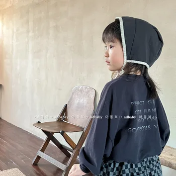 Vaikų Drabužiai 2023 Pavasarį, Rudenį Madingas Korėjos Stiliaus Ilgas Rankovėmis Marškinėliai Siuvinėjimo Raštą Spausdinti Hoodie Vaikai