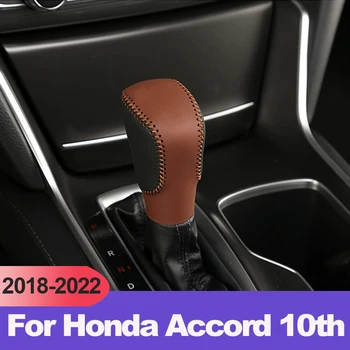 PU Odinė Pavarų Galvos Shift Knob Antkakliai Padengti Apdailos Reikmenys Honda Accord X 10 m. 2018 m. 2019 m. 2020 m. 2021 m. 2022 Hibridas