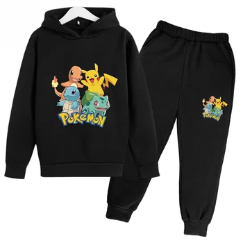 Pikachu Kūdikio Marškinėlius ir Kelnes Nustatyti ilgomis rankovėmis Fantazijos Vaikų Laisvalaikio Sportinės aprangos Pokmon 2023 Vaikams Drabužių Mergaitės Berniukai