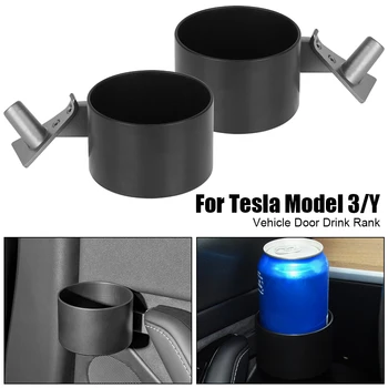 Transporto Priemonės Saugojimo Dėžutė Tesla Model 3 Y Automobilio Puodelio Laikiklį Barelį Juoda Auto Vidaus Duris Mount
