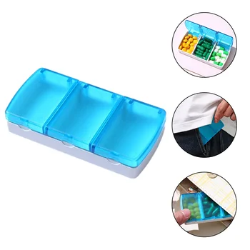 Nešiojamų 3 skyriaus Medicinos Box Mini Tablečių Balionėlis Atveju Travel Kit Organizatorius Spalvos Plastiko Kartus Dieną Ausų Kištuką