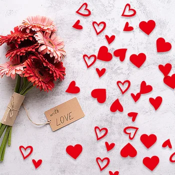 200pcs Sumaišyti Meilė yra į Orą su mūsų Romantiška Raudona Širdis Konfeti Valentino Diena ir Vestuvių Papuošalai