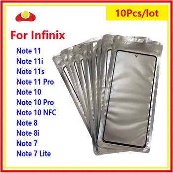 10vnt/Daug Infinix 11 Pastaba 11s 11i 10 Pro 10 NFC 8 8i 7 Lite Touch Screen Priekinės Stiklo plokštės Objektyvo Stiklas Su OCA