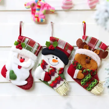 2024 20cm Kalėdų dovanų maišelis Kalėdų eglutės papuošalus Kalėdų kojinės atostogų Kalėdų pakabukas Kalėdų briedžių saldainių maišelis