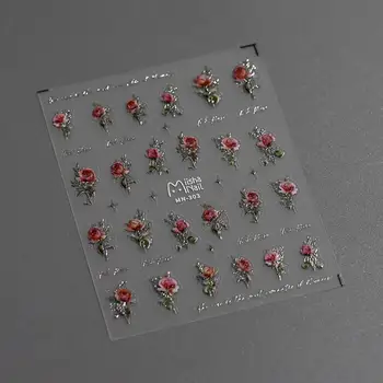 Gėlių Nagų Lipdukai Gėlių Rose Nagų Lipdukai-Ultra plonas 3d Rožių Gėlių Nagų Dailės Lipdukai, lipnios, 