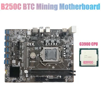 B250C BTC Kasybos Plokštė Su G3900 CPU 12XPCIE Su USB3.0 Grafika Kortelės Lizdas LGA1151 Palaiko DDR4 RAM DIMM Už BTC